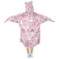 thumbnail image 2 of FORMRS Wearable Blanket Hoodie with Sleeves for Kids Cozy Flannel Sweatshirt, Pink Halloween, 2 of 7
