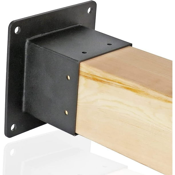 Soporte para cenador, anclaje de columna resistente con revestimiento en polvo, soporte de columna de madera negra mate para soporte de barandilla de terraza de cenador