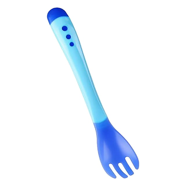 2pcs Baby Temperature Sensing Tableware Set Utensil Toddler Dinnerware Cutlery Cartoon Food Feeding Spoon Fork round 5 Piece Dining Table Set Table Place Mats round Table Mats Washable And Place Mat