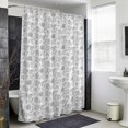 thumbnail image 4 of Grey Floral Cute Shower Curtain - Water Repellent Fabric Shower Curtains Washable, Summer Cozy Botanical Decorative Polyester Cloth Bathroom Curtains Modern Bath Decor 72"x84", 4 of 8