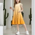 thumbnail image 6 of Efsteb Summer Dress for Girls Ruffles Tiered Dresses Flutter Sleeve Flowy Sundress Casual Gradient Dresses (Yellow,11 Years), 6 of 8