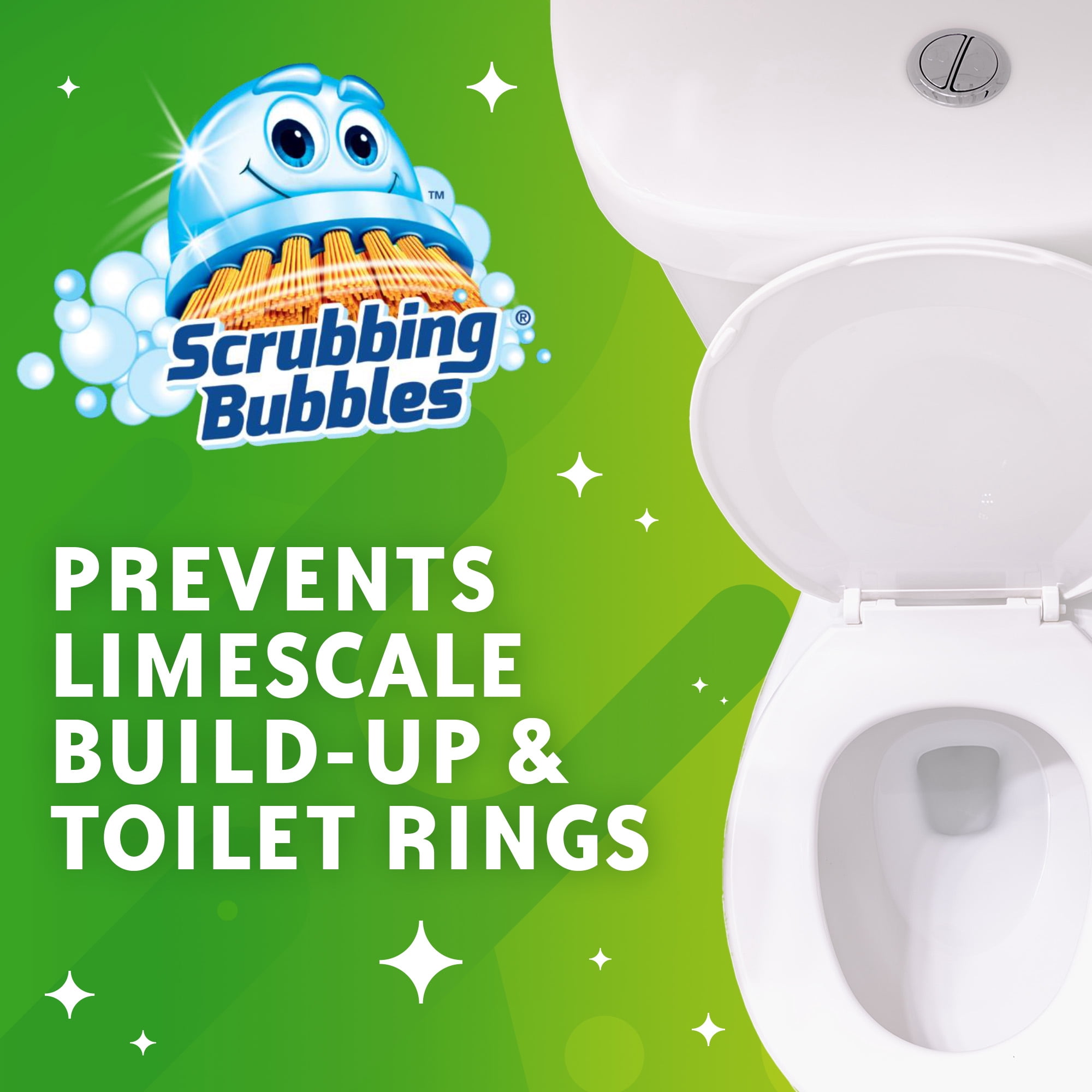 (2 pack) Scrubbing Bubbles Automatic Toilet Bowl Cleaner, Fresh Gel Cleaning Stamp, Rainshower, Dispenser & 6 Gel Stamps