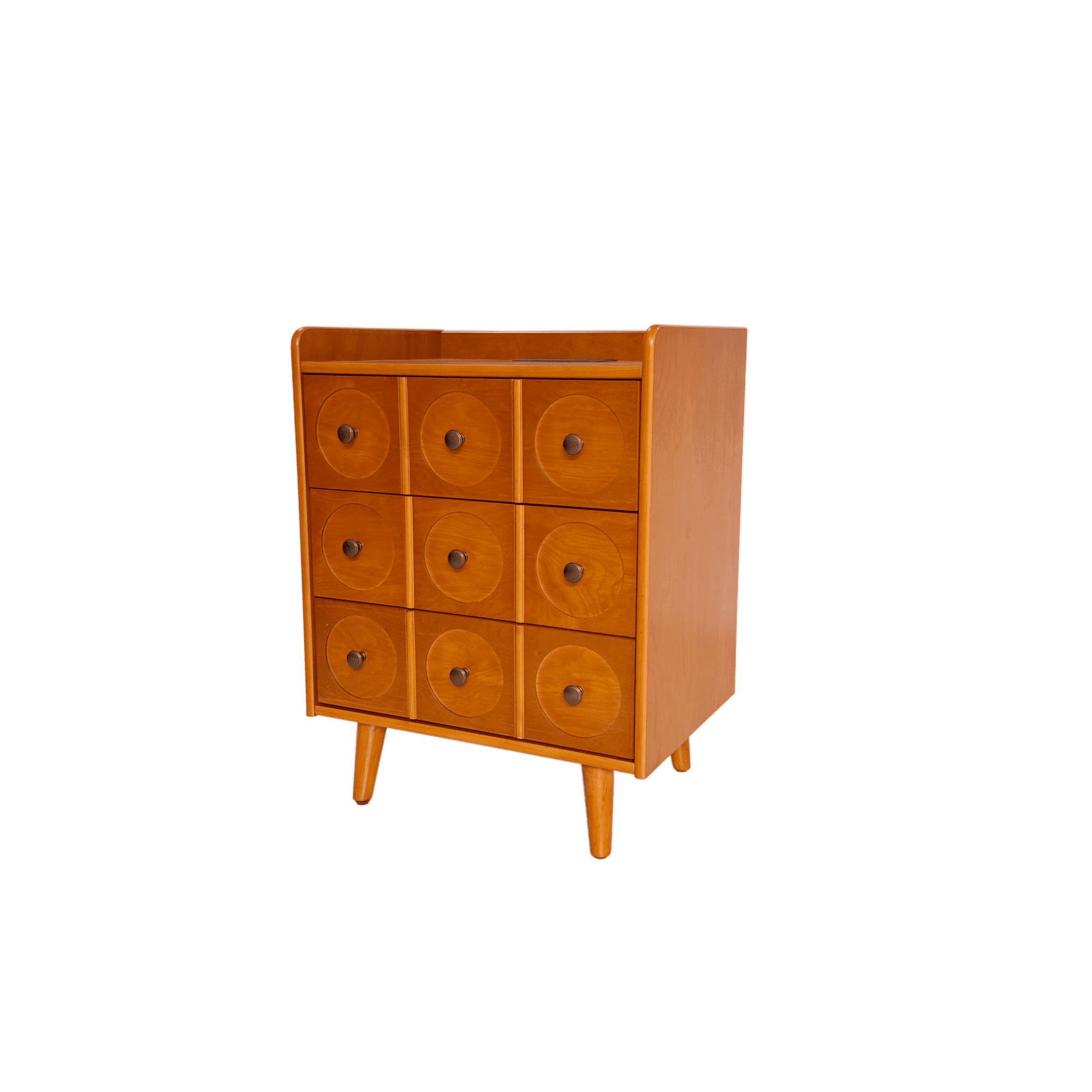 Leumius 3-Drawer End Table with Top Charging Station, 21.65" Length with Outlets and USB Ports, Large Mid Natural Wood Color End Table for Bedroom, Living Room