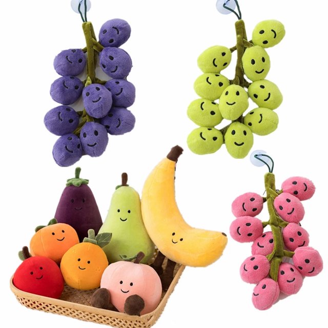 Cute Face Vegetable Eggplant Plushie Doll Stuffed Soft Fruit Pear Peach Tangerinr Banana Baby Appease Toy for Kids Birthday Gift zhangyuxiang LED
