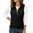 thumbnail image 2 of Fleece Jacket Women Nelozsy Women's Rocking Velvetsleeveless Full Zippered Velvet Top With Zipper Pocket Outdoor Warm Shoulder Black XXXL, 2 of 6