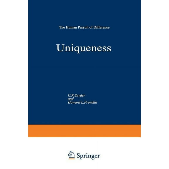 Perspectives in Social Psychology Uniqueness: The Human Pursuit of Difference, (Paperback)