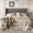 Dark Gray, variant on Smile Nest Queen Platform Bed Frame with Upholstered Wingback Headboard, Beige Linen