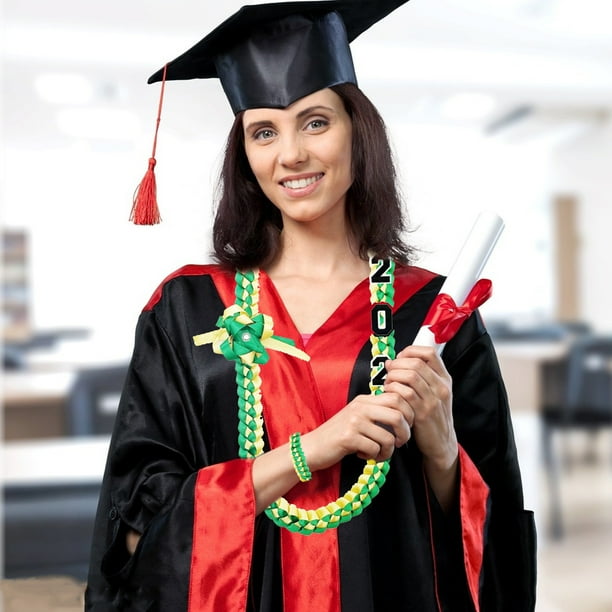 Xihbxyly Collar de Cinta de Graduación, Collar Trenzado Multicolor, Juego de Pulseras Ajustables, Cinta de Satén Hecha a Mano, Accesorios para Ceremonia de Graduación, Momento Fotográfico, Collar de