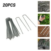 Fancy 20Pcs Garden Staples U Shaped Ground Anchors Stakes Pegs Pins Spikes for Securing Lawn Farm Sod Barrier Landscape Grass Fabric Netting Silver