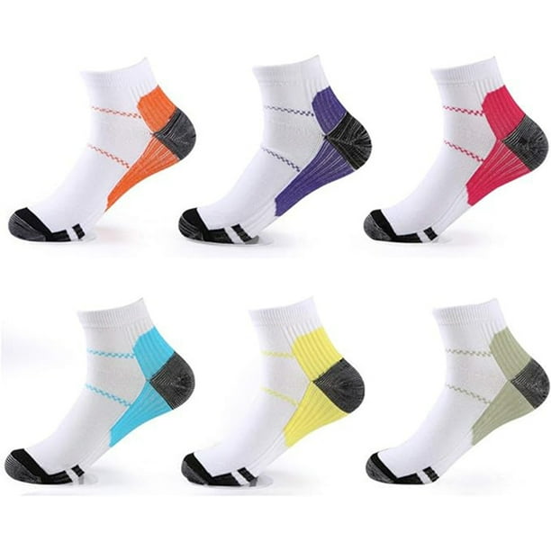 6 pares de calcetines de compresión, calcetines deportivos, soporte para el arco de fascitis plantar, calcetines de compresión para correr y gimnasio para hombres y mujeres (S/M)