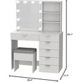 thumbnail image 2 of Karl home Vanity Desk with Sliding Mirror & Lights Makeup Vanity Table with 6 Drawers, Storage Shelves, Cushioned Stool, White Dressing Table with Adjustable Light for Women, 2 of 9