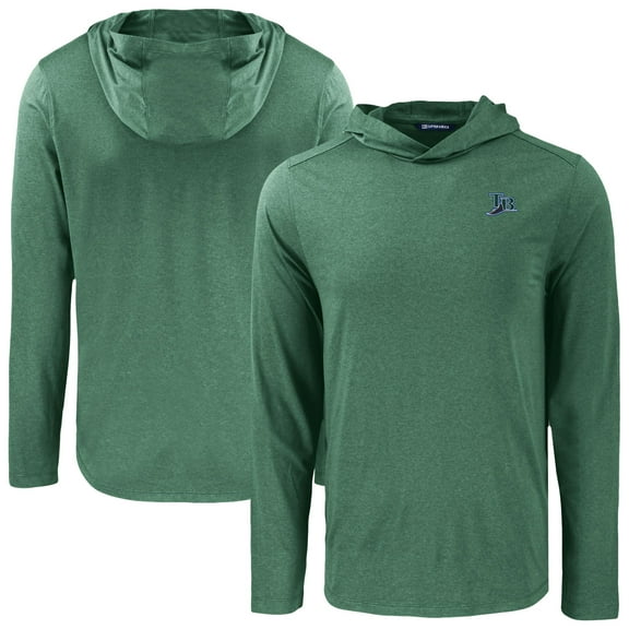 Men's Cutter & Buck Hunter Green Tampa Bay Rays Coastline Epic Comfort Recycled Eco Hoodie Long Sleeve T-Shirt