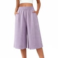 thumbnail image 7 of Noric Women's Plus Size Capri Pants Casual Wide Leg Casual Flowy Culottes Summer Lounge Beach Pants with Pockets, 7 of 7