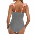 thumbnail image 2 of Pisexur Women's V Neck One Piece Swimsuit Ruffled Lace Up Monokini swimsuit, 2 of 6