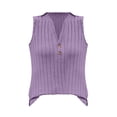 thumbnail image 2 of Tiqkatyck Tank Tops for Women Trendy Women's 2025 Spring New Chic V Neck Casual Sleeveless Solid Color Knitted Vest Women's Short Sleeve T Shirt Sleeveless Tunic Tops Summer Tops for Women Purple M, 2 of 8