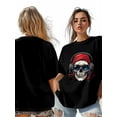 thumbnail image 7 of Women's T-Shirt Skull With Headphones Funny Short Sleeve Casual Tee Classic Crew Neck T Shirt for Women Black, 3XL, 7 of 7