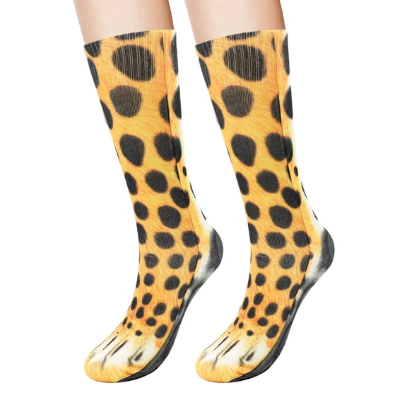 Funny Animal Paw Socks Gag Gifts for White Elephant Gift Exchange Leopard