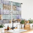 thumbnail image 3 of Teal Purple Farmhouse Country Kitchen Curtains Short Small Wooden Board Rustic Rod Pocket Funny Quotes Fork and Spoon Colorful Bedroom Living Room Treatment Fabric 2 Panels 27.5Wx39H Inch, 3 of 6