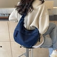 thumbnail image 4 of Bolso Bandolera Cgtredaw para Mujer Multibolsillos Denim Sólido Dumpling Sling Bag, 4 of 9