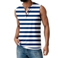 thumbnail image 2 of Mens Tank Top Casual Loose Striped Sleeveless V Neck T Shirts Summer Outings Comfortable Breathable Vests Dark Blue L, 2 of 5