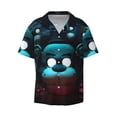 thumbnail image 2 of Lsque Five Nights At Freddy'S print Men's Cuban Collar Short Sleeve Shirt Summer Beachwear Casual Button Down Fashionable Vacation Leisure Shirt-Large, 2 of 7