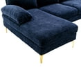 thumbnail image 4 of Upholstered U-Shape Sectional Sofa with Golden Metal Legs, Accent Sofa, Velvet Sectional Sofa, Mid-Century Velvet Sectional Sofa Couch, for Living Room Apartment, Navy, 4 of 7
