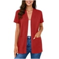 thumbnail image 2 of Xdegoge Business Casual Tops for Women Open Front Loose Fit Layering Tops Short Sleeve Work Tops Solid with Pockets office Professional Wear, 2 of 7