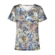 thumbnail image 5 of Blusa estampada de verano para mujer, camisetas casuales de manga corta con cuello en V, camisetas Pompotops  hkajfhjk472487, 5 of 5