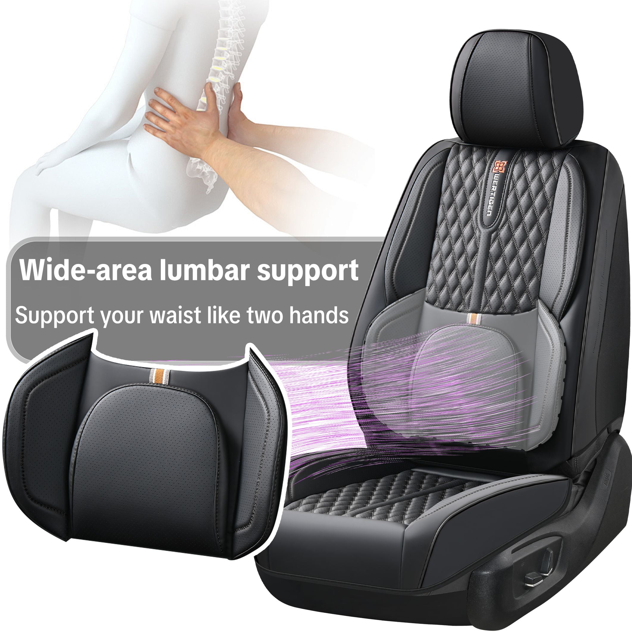 2004-2018 Car Seat Cover for Volkswagen Touareg, Black Car Seat Covers, PU Leather, 5 Seats Full Set, Waterproof, Anti-Slip, Suitable for All Seasons, Beautify the Interior of Old Cars
