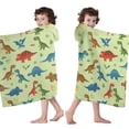 thumbnail image 4 of Rainbow Dinosaurs Tiny Plants Hooded Bath Towel，60"x35" for Ages 3 To 12 Kids, Quick Dry Lightweight Soft Microfiber Hood Beach Towel Cover Up for Kids, 4 of 7