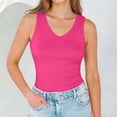 thumbnail image 6 of SYMOID Womens V-Neck Sleeveless Tank Top Soft Stretchy Breathable Basic Everyday Layering Cami Casual Slim Fit Hot Pink S-XXL,Size 2XL, 6 of 9