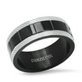 thumbnail image 1 of SteelTime Men's Black and Steel Striped Ring Band Sleek and Versatile Accessory For Any Occasion, 1 of 5