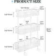 thumbnail image 2 of Oumilen Slim Rolling Storage Cart, 3 Tier Bathroom Organizer, Shelving Utility Cart, White, 2 of 7
