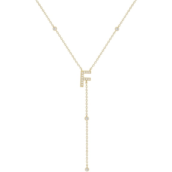 Cubic Zirconia Initial Necklace for Women Dainty Gold Long Lariat Necklace Trendy 14K Gold Plated Diamond Letter Drop Y Necklace Initial A-Z
