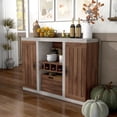 thumbnail image 4 of Furniture of America  Xole 47-in. Rustic 7-shelf Sideboard Distressed Walnut 47.25"W X 15.6"D X 31.50 Distressed,Walnut Finish, 4 of 5