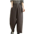 thumbnail image 2 of Women's Pants Under $10 High Rise Staright Leg With Pockets And Elastic Waistband Spliced Cotton Casual Pants With Elastic Waist Solid Color And Versatile Harun Pants, 2 of 8