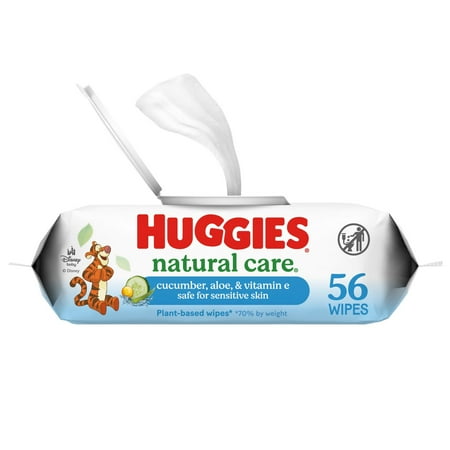 Huggies Natural Care Cucumber, Aloe and Vitamin E Baby Wipes, Scented, 1 Flip-Top Pack, 56 Total Ct (Select for More)