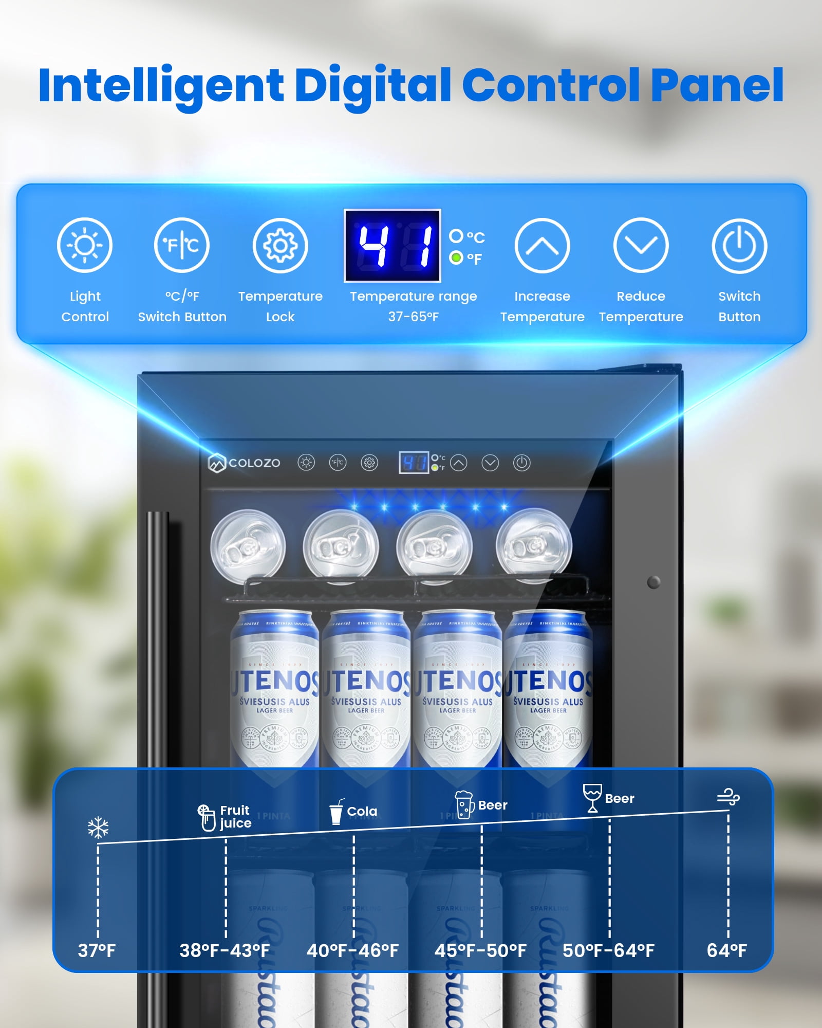 COLOZO 15 inch Beverage Refrigerator,Freestanding Beverage Fridge Cooler for Home Bar