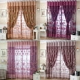 thumbnail image 3 of LELINTA 1 PCS ( L: 2.5 M x W: 1M) 98.5'' x 39.4'' Durable Floral Tulle Voile Curtain Sheer Panel Drape Window Scarfs Light Purple Flower with Purple Background and Beads, 3 of 5