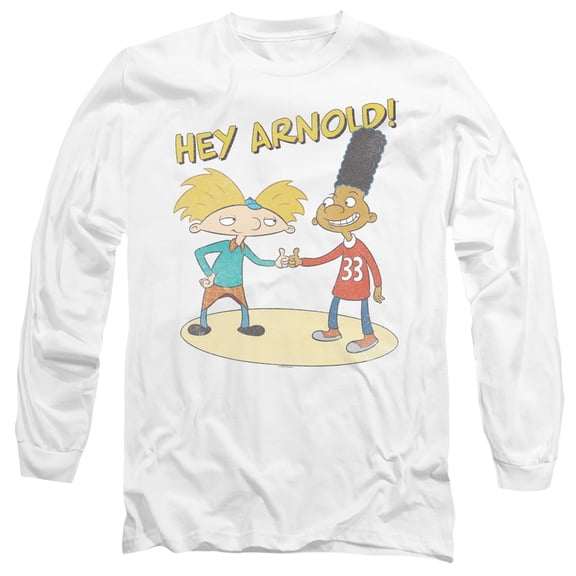 Hey Arnold Arnold & Gerald Unisex Adult Long-Sleeve T Shirt (Medium) White