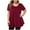 Wine, variant on JeashCHAT Women's Plus Size Tunic Tops Solid Color Casual T Shirts V Neck Short Sleeve Crewneck Summer Casual Pleated Blouses