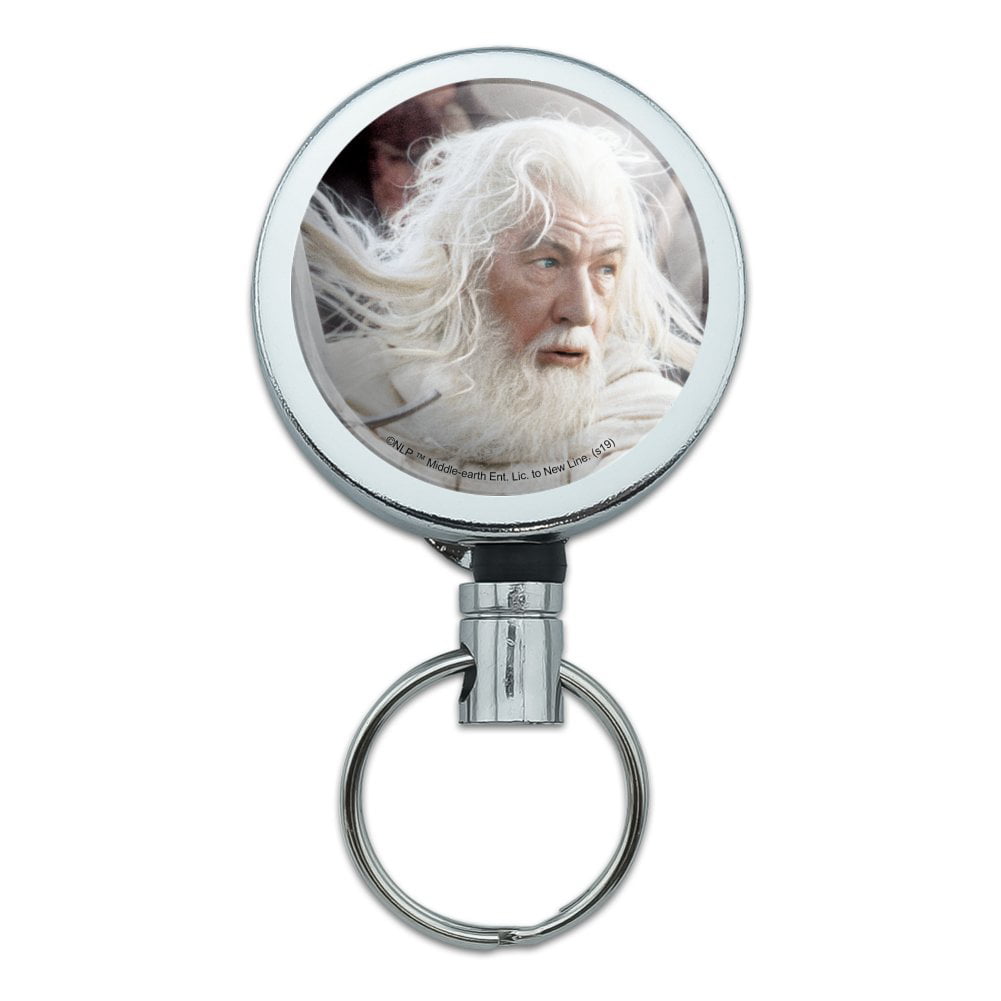 The Lord of the Rings Gandalf the White Character Heavy Duty Metal  Retractable Reel ID Badge Key Card Tag Holder with Belt Clip 