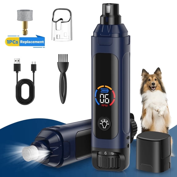 Dog Nail Grinder,Professional 6 Speed Rechargeable Electric Nail Clippers Pet Nail Trimmer Painless Paws File Grooming Smoothing for Small Medium Large Dogs Cats