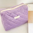 thumbnail image 3 of Bolsa de cosméticos de gran capacidad para mujer, bolsa de almacenamiento suave para acampar (pana púrpura) Tmvgtek Para Estrenar, 3 of 7