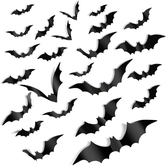 140 PCS Halloween Bats Decoration, Reusable PVC 3D Bat Halloween Decoration Stickers, Black