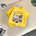 thumbnail image 5 of Curuila Kid Girls Tops Cartoon Print Crew Neck Short Sleeve Tee Summer Casual Loose T Shirt Yellow Size 6-8 Years, 5 of 5