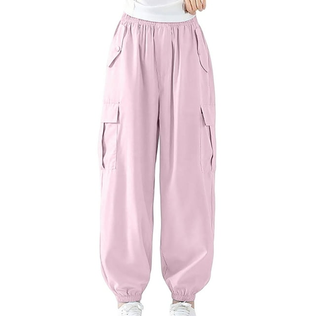 Boy's Spring And Summer Street Leisure Sports Pocket Drawstring Stretch Waist Color Cargo 7 Division Of Labor Pants