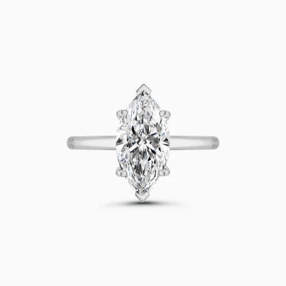 Spot Jewel 14K White Gold Plated Ring for Her - 2.2 Ct Marquise Cut Diamond Ring - Engagement Ring for Women - Christmas Gifts for Her - Party Wear Diamond Ring - Solitaire Silver Wedding Jewelry