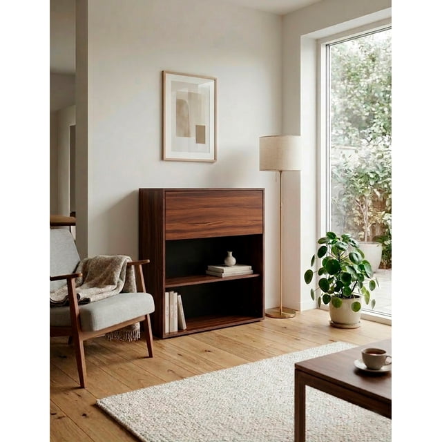 Librero Modular con Puerta, Estante Organizador Multifuncional, Mueble Minimalista con Almacenamiento Oculto para Sala, Oficina y Recámara.