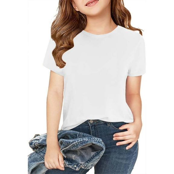 Taqqpue 2 Pack Kids T-Shirt Cotton Short Sleeve Tee Shirts for Unisex Boys and Girls Toddler Summer Casual Crew Neck Tops 2-12 Years